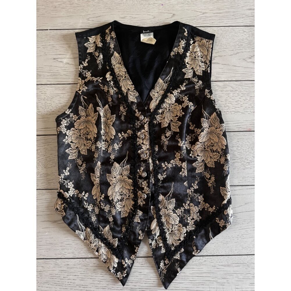 Judy Knapp vintage floral vest made in the USA size medium